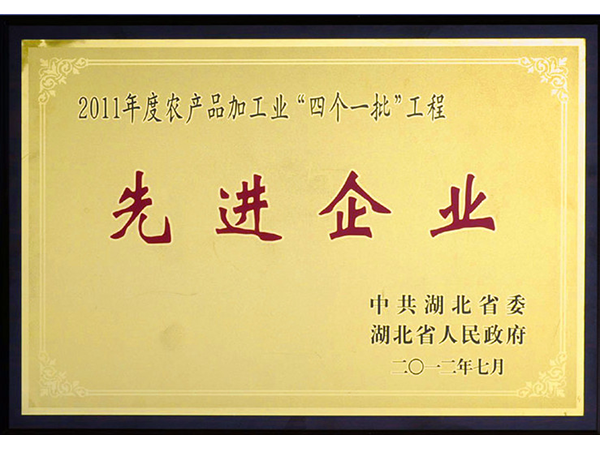 2012年 金沙集团娱乐场网址集团荣获湖北省2011年度农产品加工业“四个一批”工程先进企业